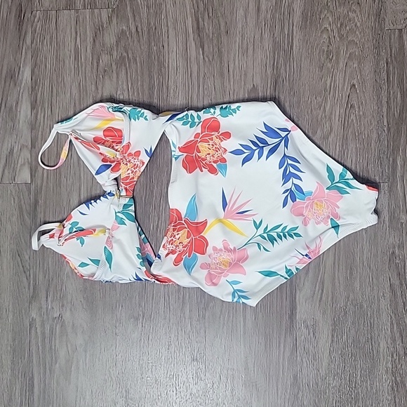 SALE ModCloth Siena Floral Front Tie Bust One Piece Cut Out Waist Swimsuit S - Picture 4 of 13